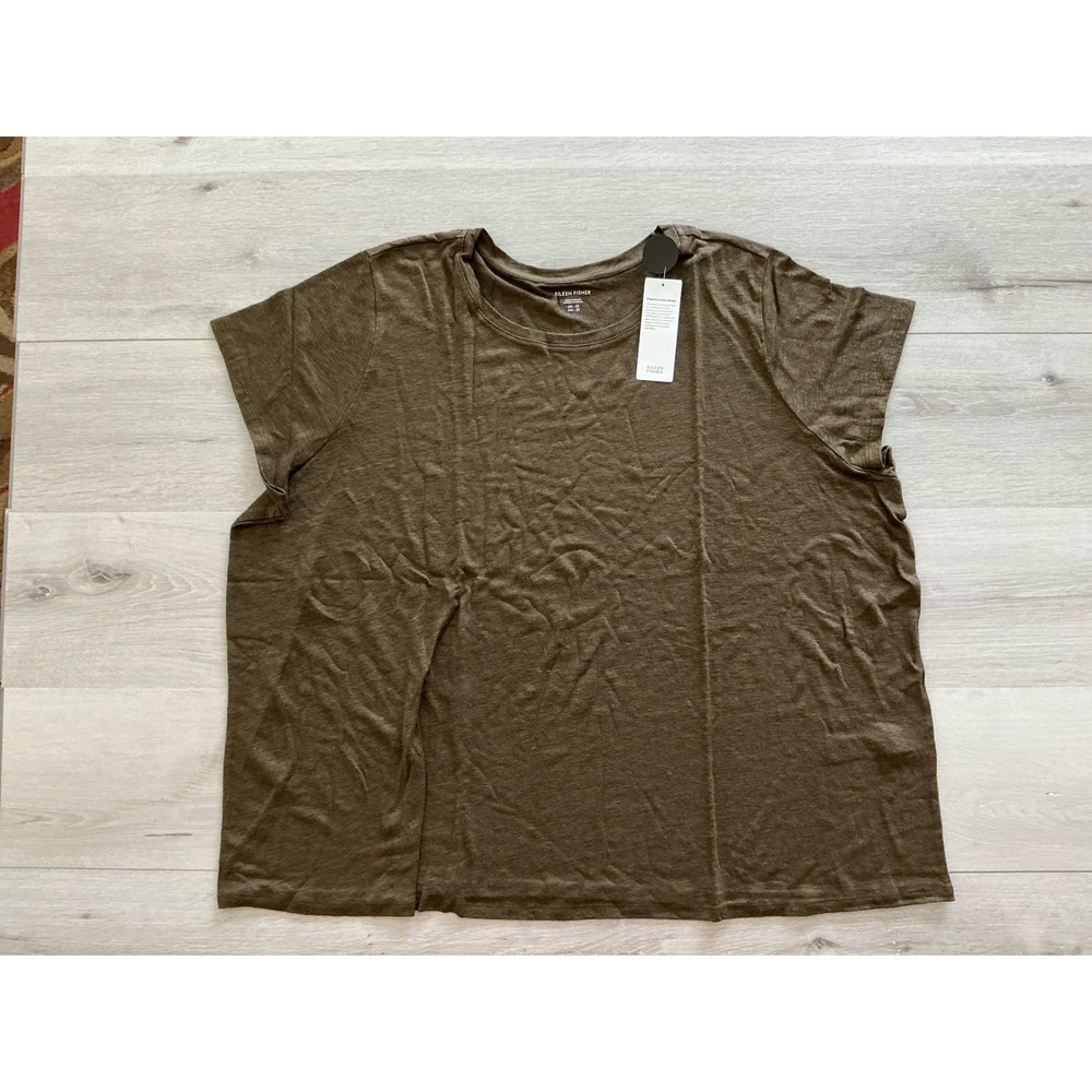 Eileen Fisher Crew Neck Tee Branch Brown Size 3X New With‎ Tags - Picture 2 of 6